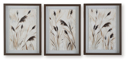 Honslow - Wall Art Set (Set of 3) - Brown / Black / White by Ashley – Framed Print Sets