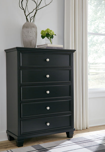 Lanolee - Five Drawer Chest - Black by Ashley – view 2