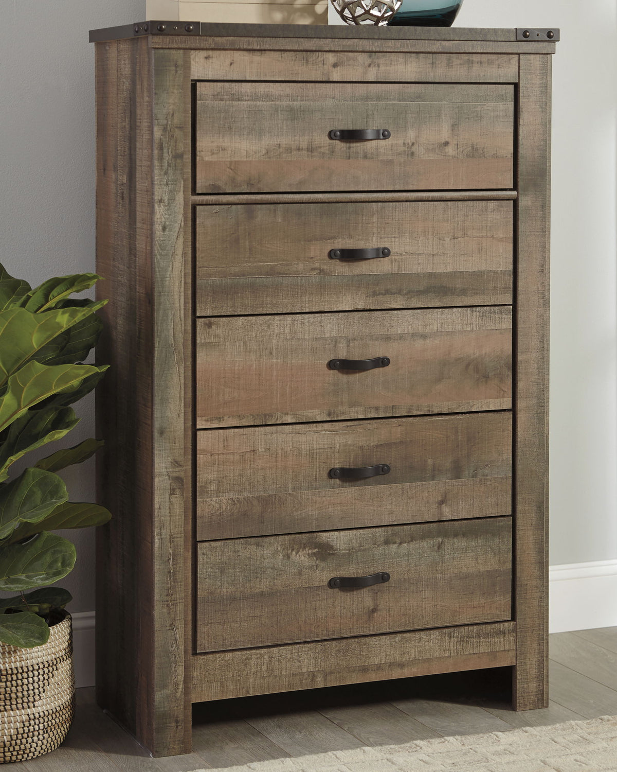 Trinell - Five Drawer Chest - Brown by Ashley – view 3