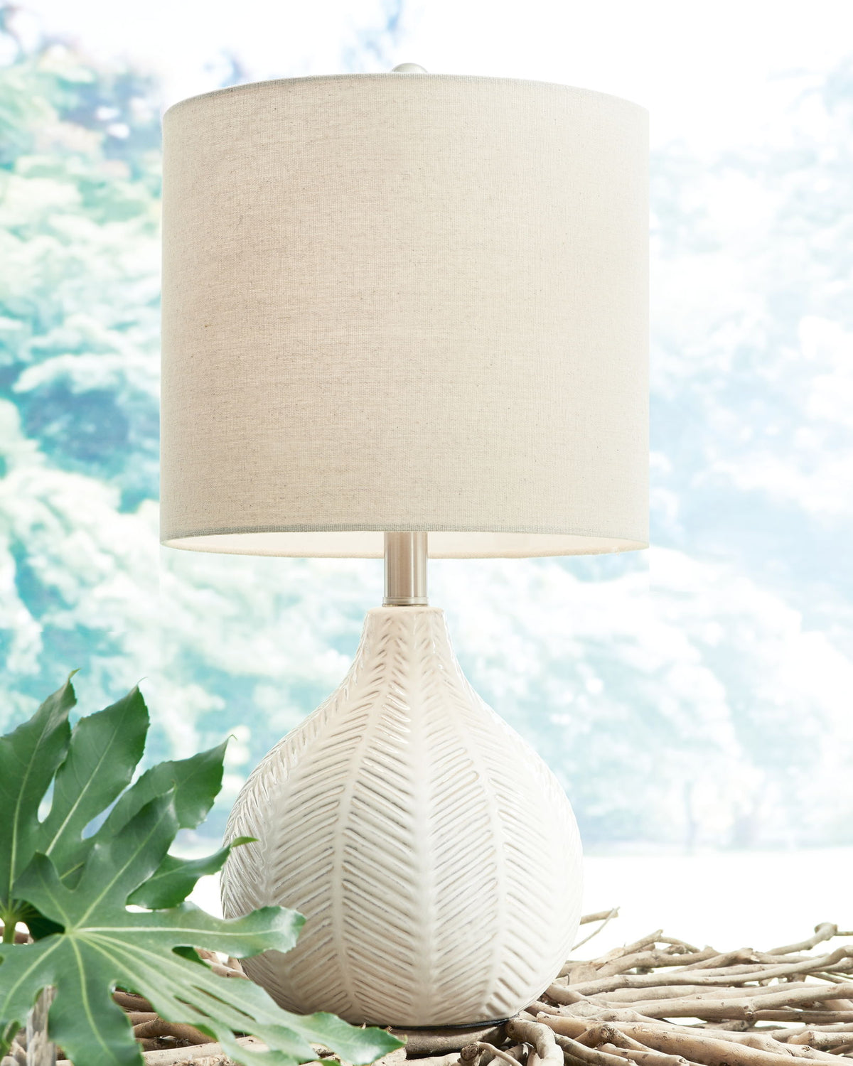 Rainermen - Ceramic Table Lamp  - Off White by Ashley – view 3