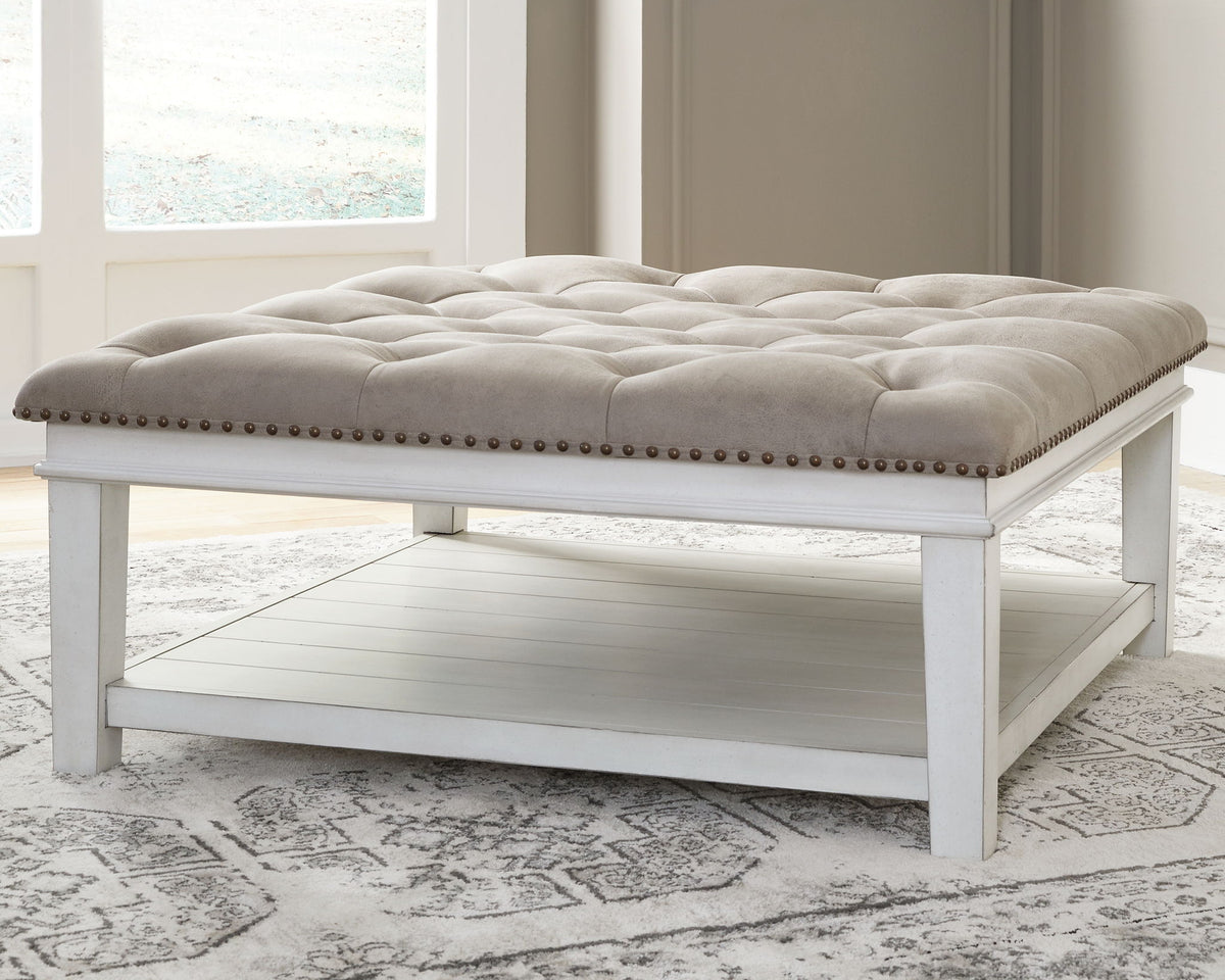 Kanwyn - Uph Ottoman Cocktail Table - Whitewash by Ashley – view 2