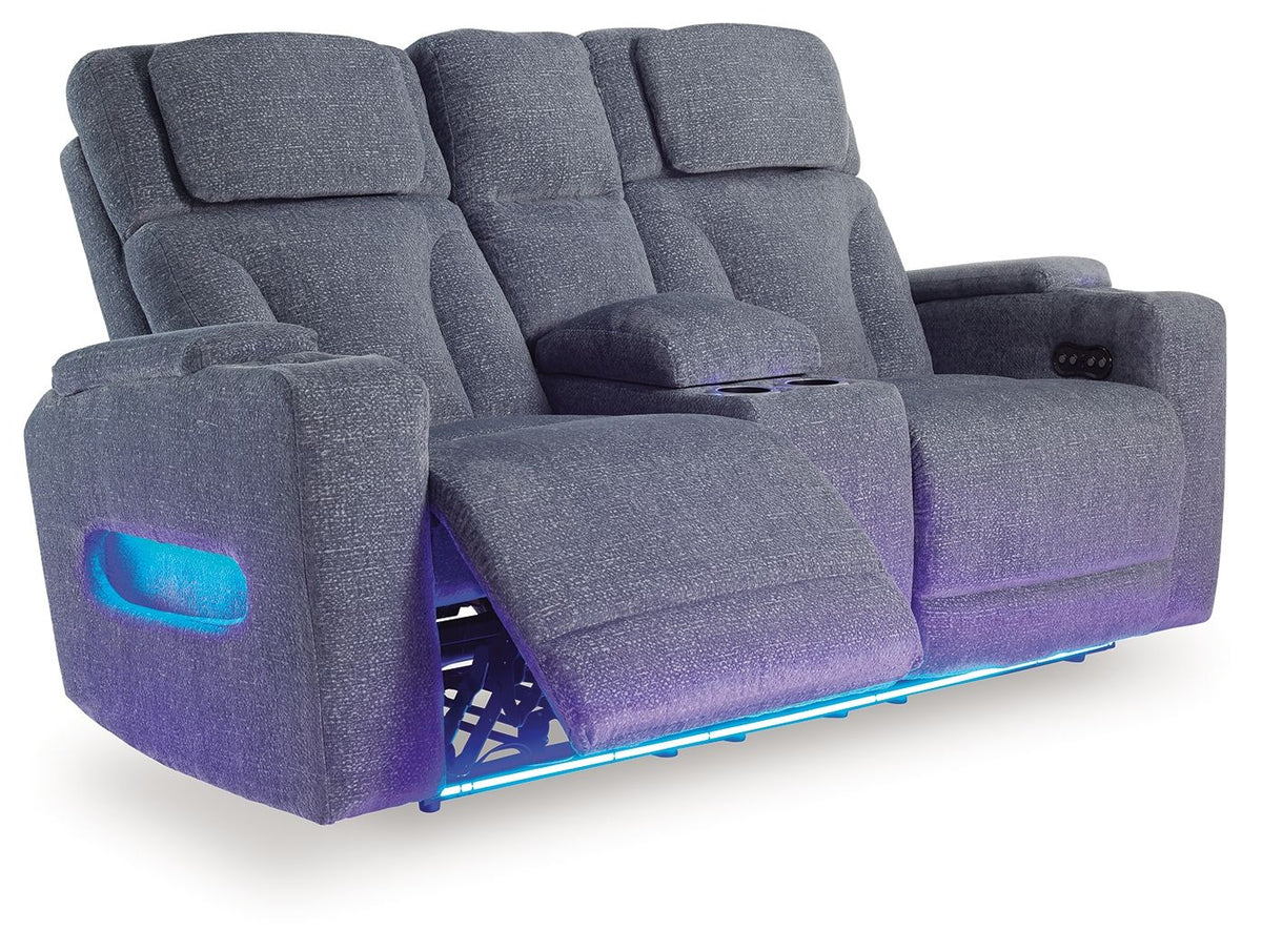 Studio Cave - Power Reclining Loveseat with Console - Steel by Ashley – view 3