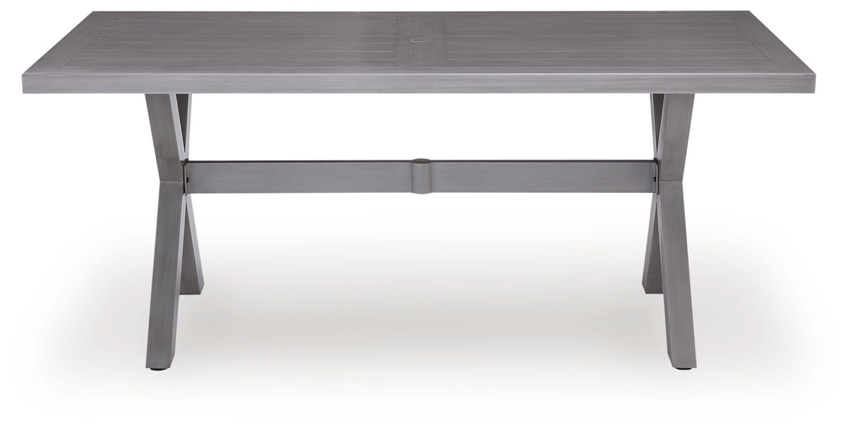 Half Moon Beach - Rectangular Dining Table With Umbrella Option - Gray by Ashley – view 3