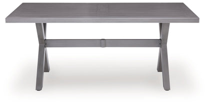 Half Moon Beach - Rectangular Dining Table With Umbrella Option - Gray by Ashley – view 3
