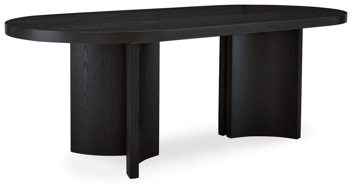 Rowanbeck - Oval Dining Room Table - Black by Ashley – Dining Tables