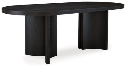 Rowanbeck - Oval Dining Room Table - Black by Ashley – Dining Tables