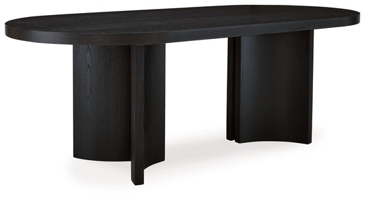 Rowanbeck - Oval Dining Room Table - Black by Ashley – Dining Tables