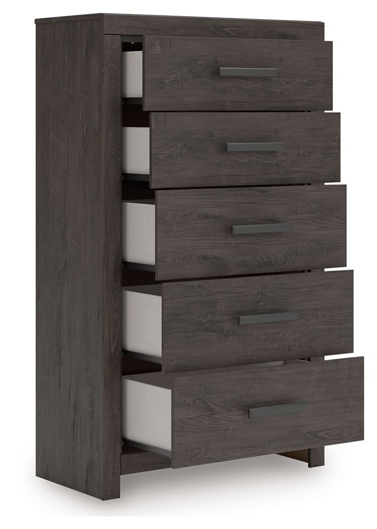 Prendonea - Five Drawer Chest - Charcoal by Ashley – view 3