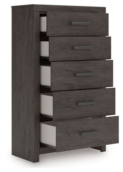Prendonea - Five Drawer Chest - Charcoal by Ashley – view 3