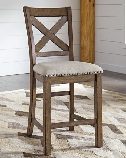 Moriville - Upholstered Barstool (Set of 2) - Beige by Ashley – view 2