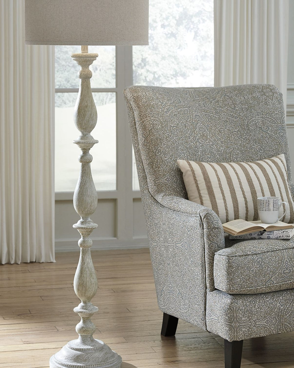 Bernadate - Poly Floor Lamp - Whitewash by Ashley – view 3