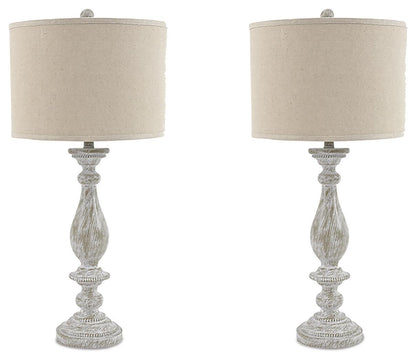 Bernadate - Poly Table Lamp (Set of 2) - Whitewash by Ashley – Table Lamps