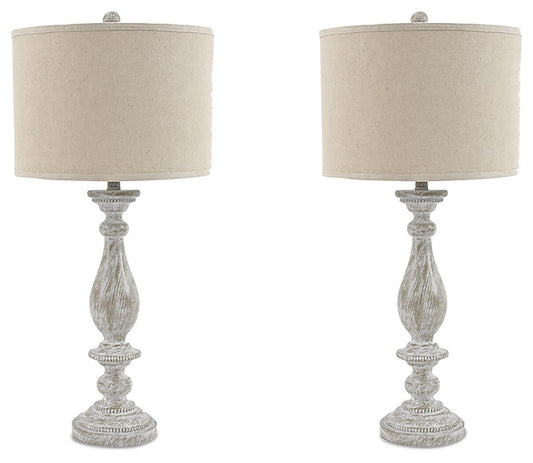 Bernadate - Poly Table Lamp (Set of 2) - Whitewash by Ashley – Table Lamps