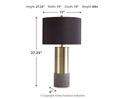 Jacek - Metal Table Lamp (Set of 2) - Gray / Brass Finish by Ashley – view 2