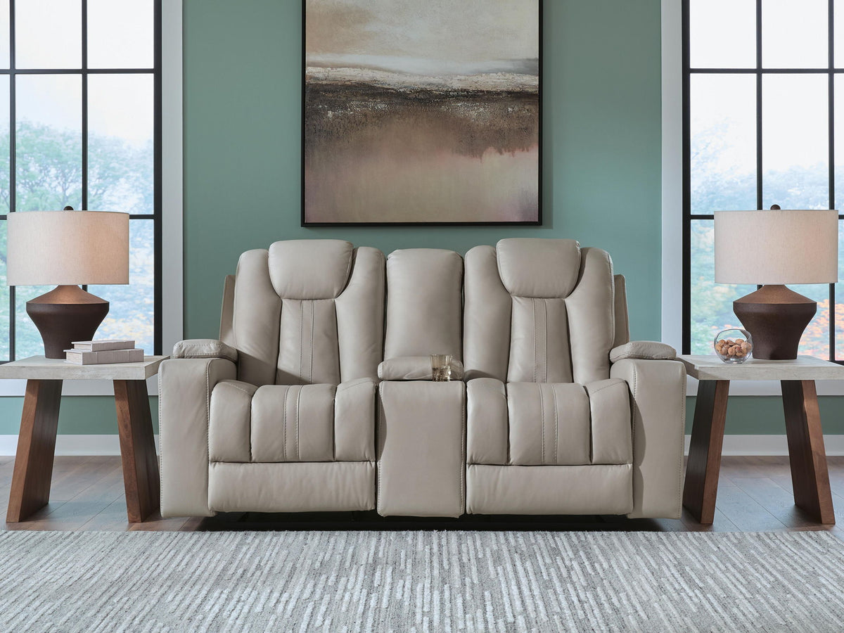 Elevate Edges - Glide Reclining Loveseat With Console - Coin by Ashley – view 3