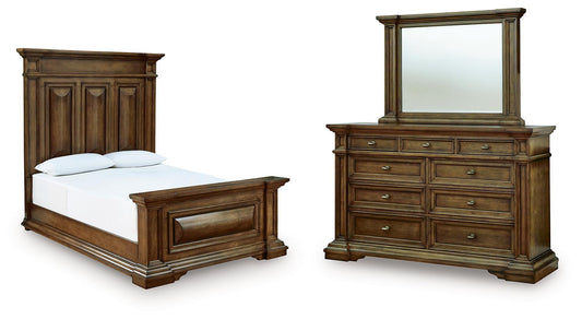 Frantanna - 3 Pc. - Queen Panel Bed, Dresser And Mirror - Brown – 3 Piece Bedroom Sets