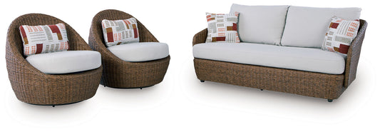 Double Point - Loveseat, Swivel Chairs Set (Set of 3) - Beige by Ashley – view 2