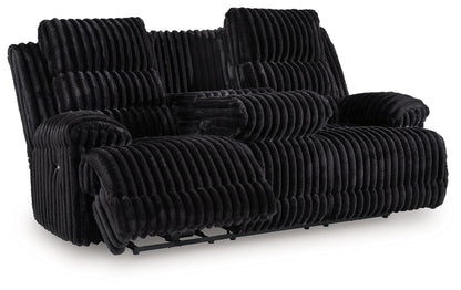 Rhine Falls - Reclining Power Sofa With Drop Down Table - Onyx by Ashley – Reclining Sofas