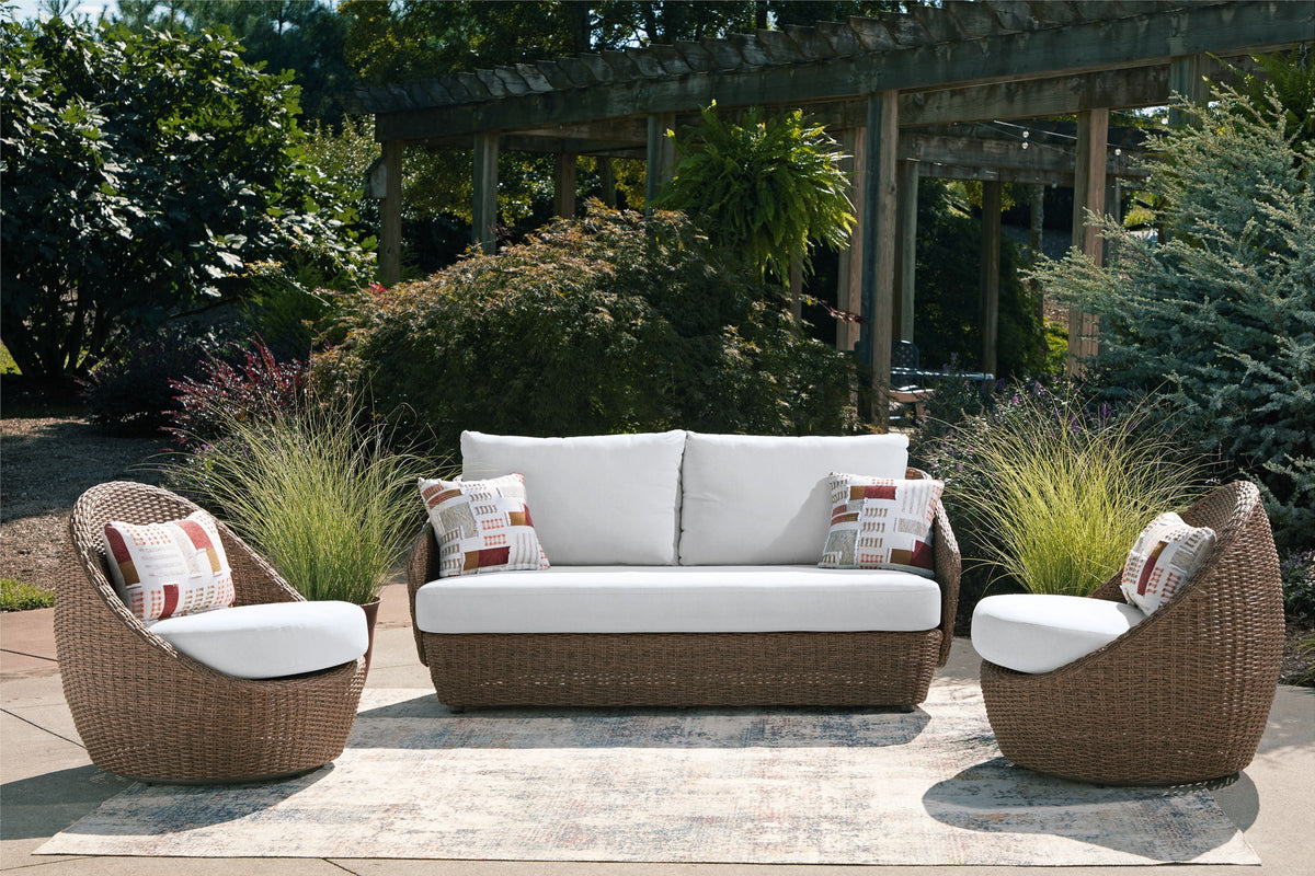 Double Point - Loveseat, Swivel Chairs Set (Set of 3) - Beige by Ashley – view 3