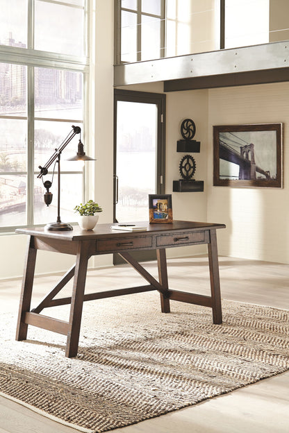Baldridge - Home Office Large Leg Desk - Rustic Brown by Ashley – view 3