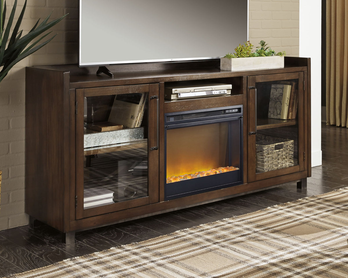 Starmore - 70" TV Stand With Glass/Stone Fireplace Insert - Brown by Ashley – view 2