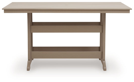Seacliff Beach - Rectangular Counter Height Dining Table With Umbrella Option - Medium Brown by Ashley – view 2
