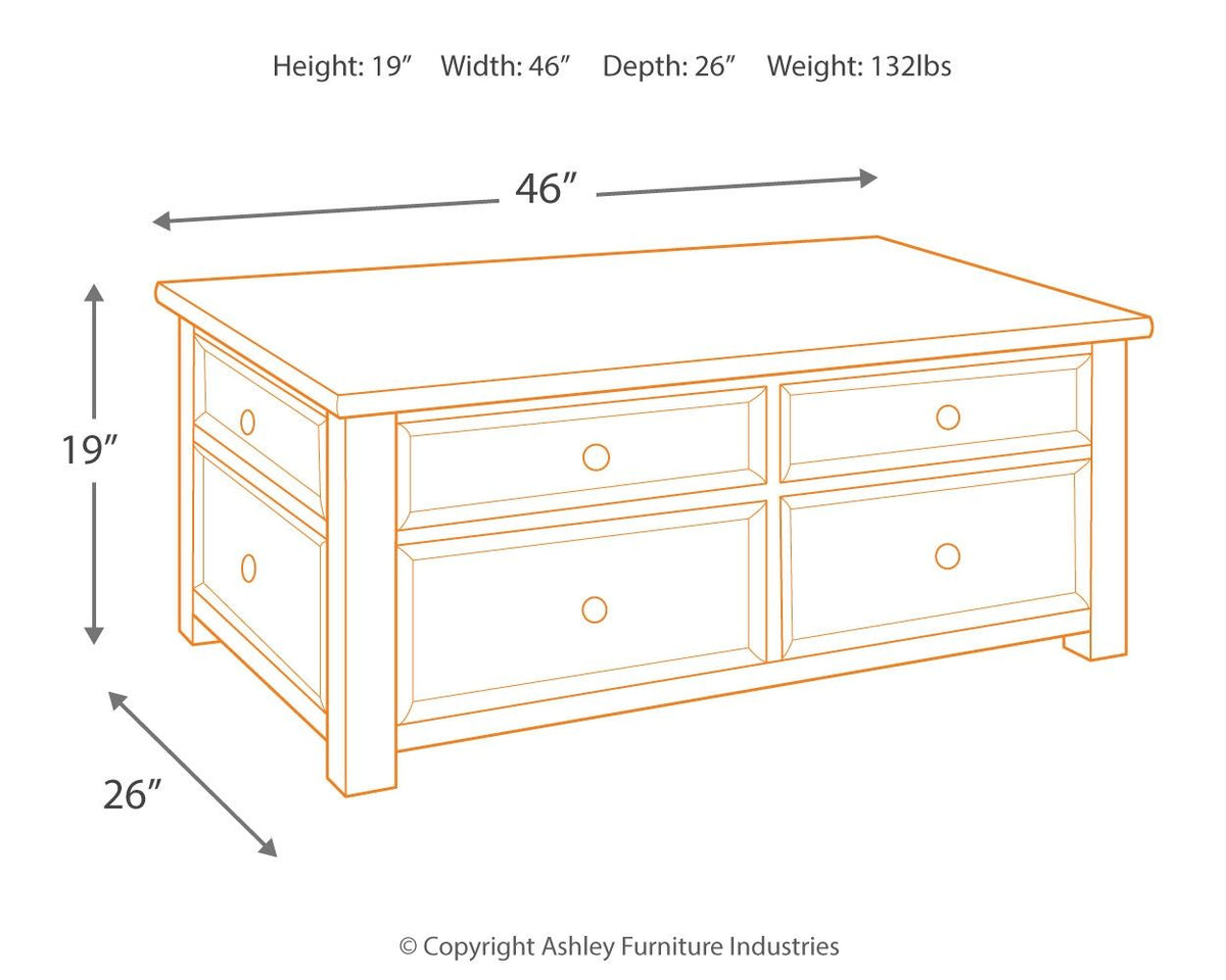 Tyler Creek - Lift Top Cocktail Table - Grayish Brown / Black by Ashley – view 4