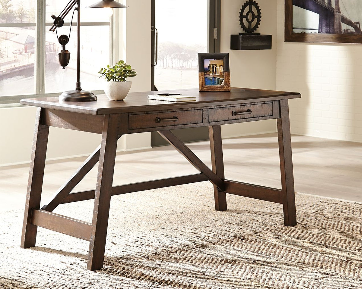 Baldridge - Home Office Large Leg Desk - Rustic Brown by Ashley – view 4