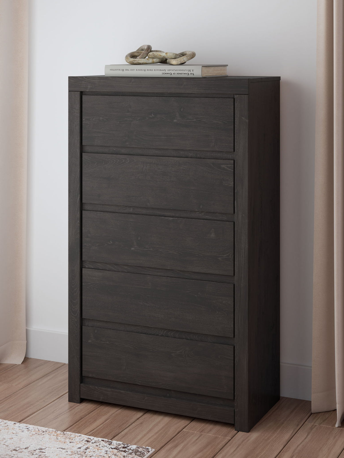 Fraluna - Five Drawer Chest - Charcoal by Ashley – view 3