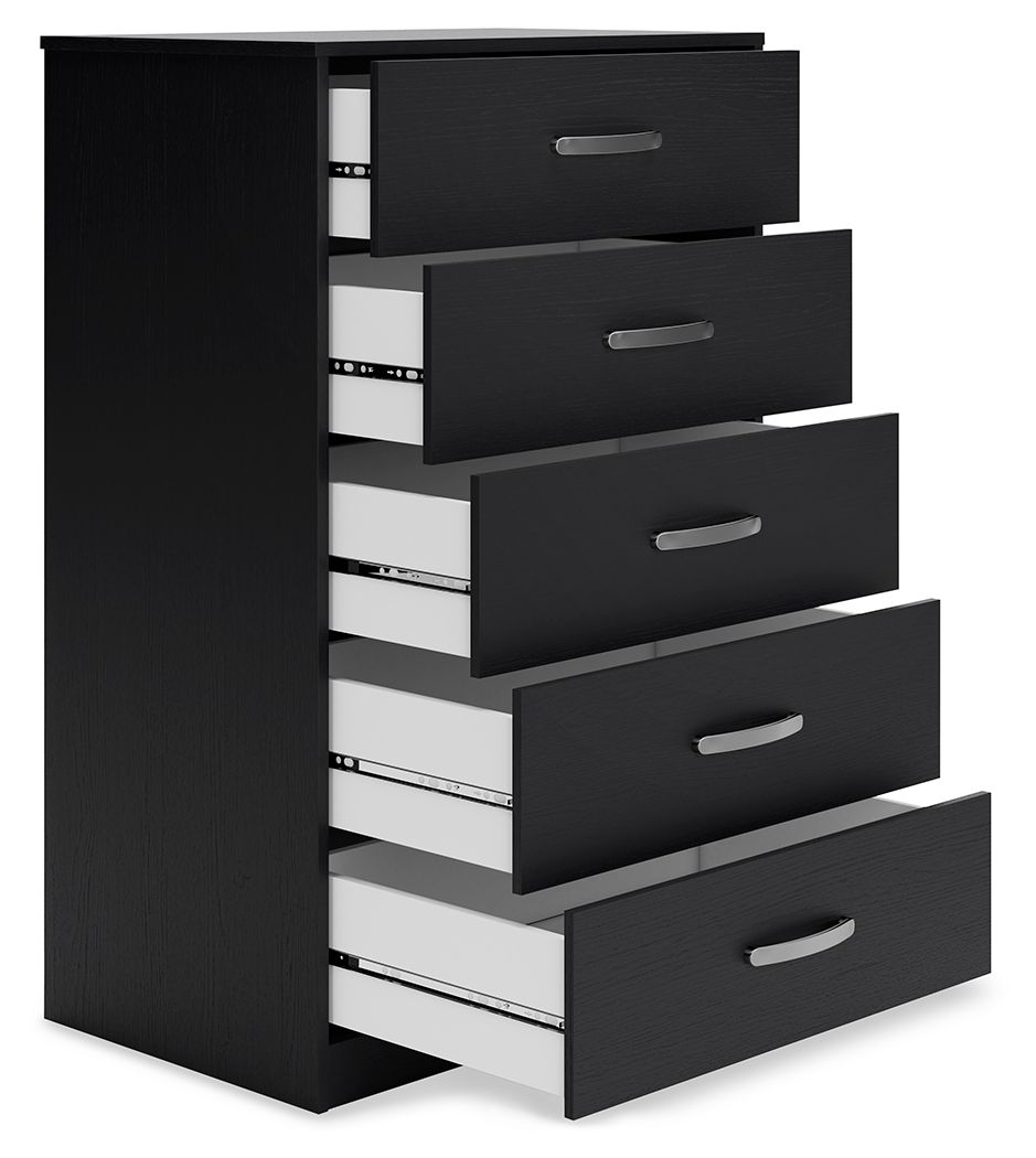Finch - Five Drawer Chest - 46" Height - Black by Ashley – view 2