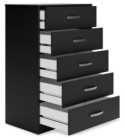 Finch - Five Drawer Chest - 46" Height - Black by Ashley – view 2