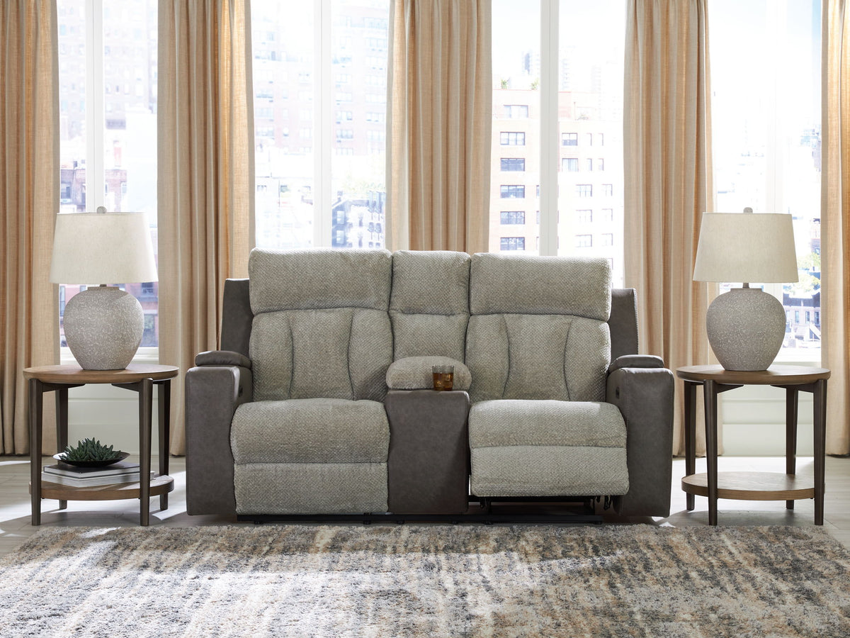 WhipLash - Power Reclining Loveseat With Console / Adj Headrest - Sisal by Ashley – view 2