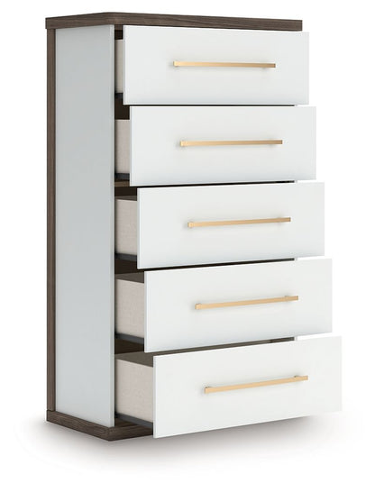 Kendanport - Five Drawer Chest - Brown / White by Ashley – view 2