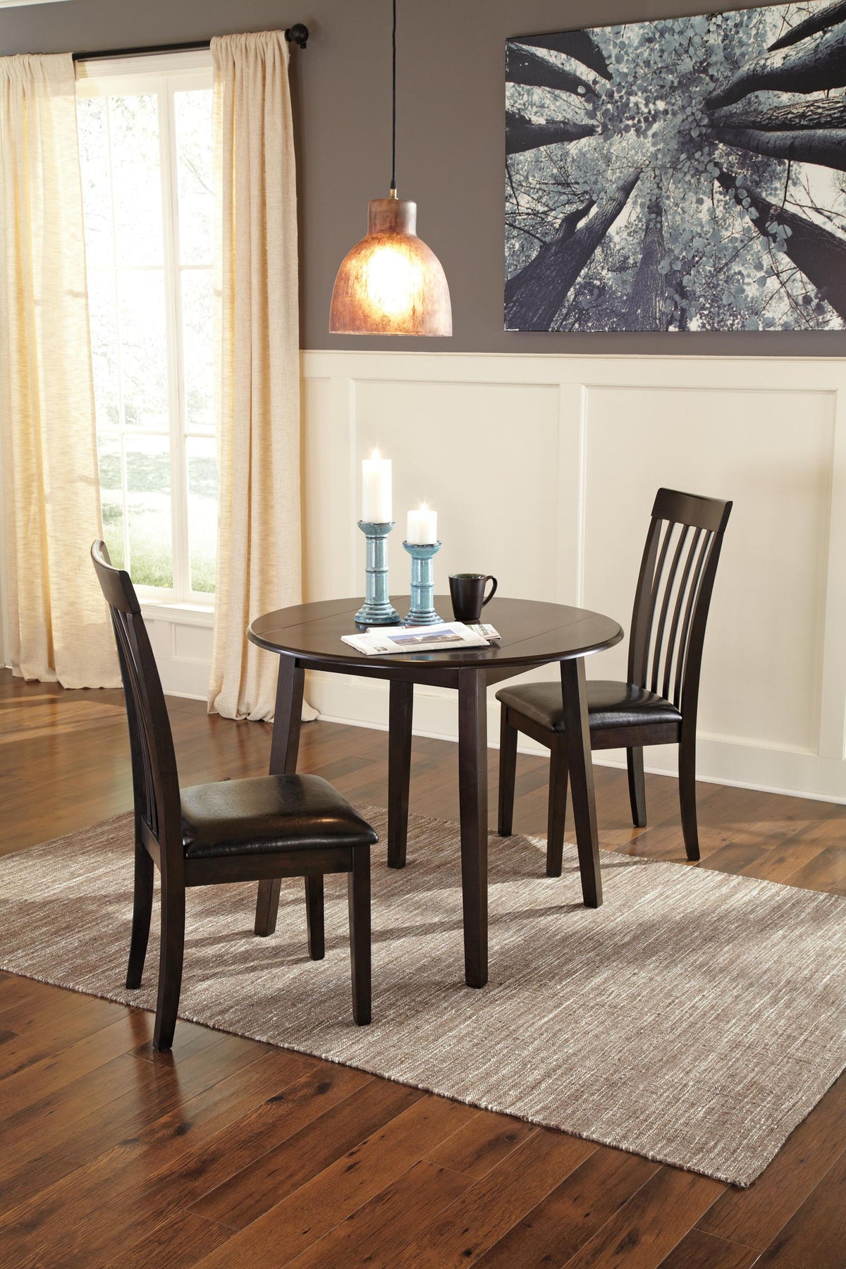Hammis - Round DRM Drop Leaf Table - Dark Brown by Ashley – view 3