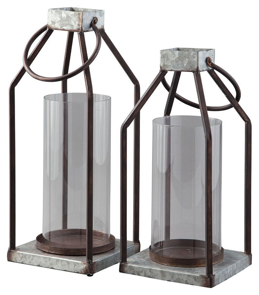 Diedrick - Indoor/Outdoor Lantern Set (Set of 2) - Gray / Black by Ashley – Lanterns