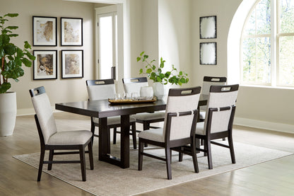 Neymorton - 7 Pc. - Rectangular Extension Table, 6 Side Chairs - Dark Grayish Brown by Ashley – 7 Piece Dining Room Sets