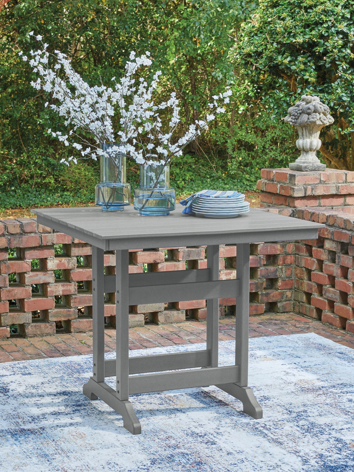 Sanctuary Beach - Square Counter Table With Umbrella Option - Dark Gray by Ashley – view 4