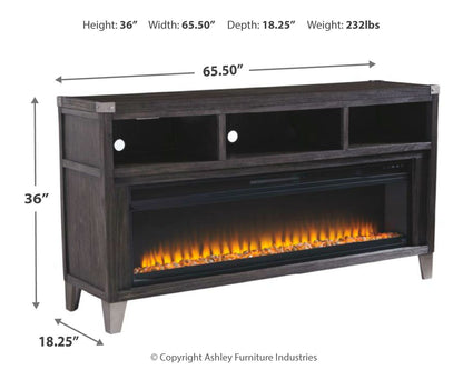 Todoe - 2 Pc. - 65" TV Stand With Wide Fireplace Insert - Gray by Ashley – view 3