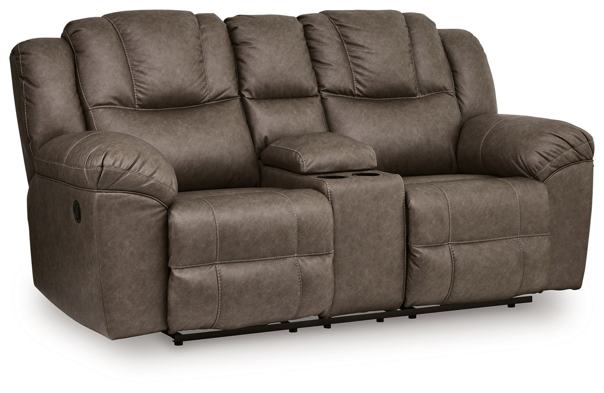 Lowilla - Double Reclining Loveseat With Console - Driftwood by Ashley – Reclining Loveseats