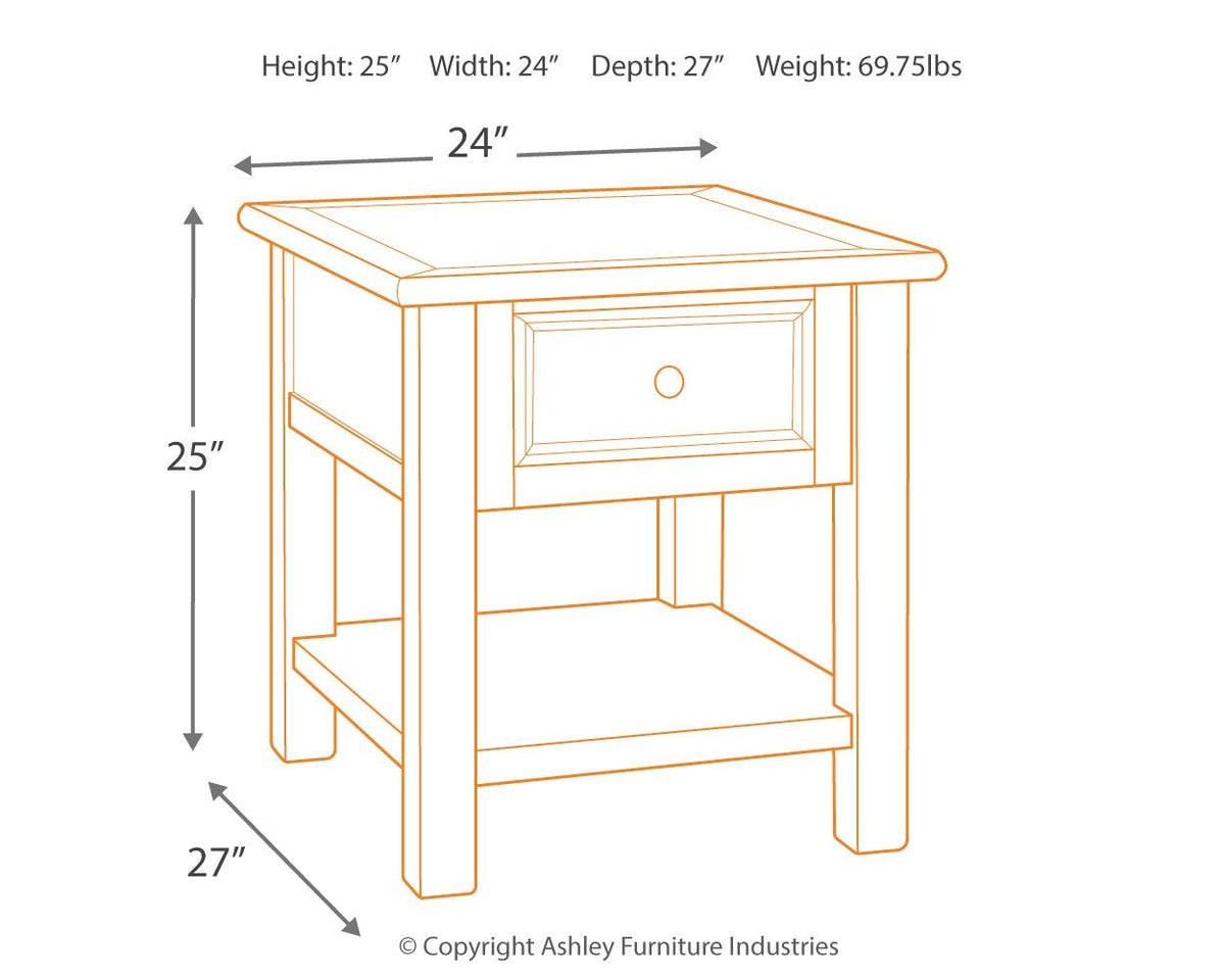 Bolanburg - Rectangular End Table - White / Brown / Beige by Ashley – view 3