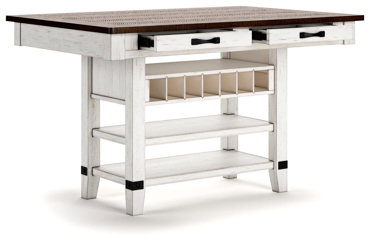 Valebeck - Rect Dining Room Counter Table With Wine Rack - White / Brown by Ashley – view 3