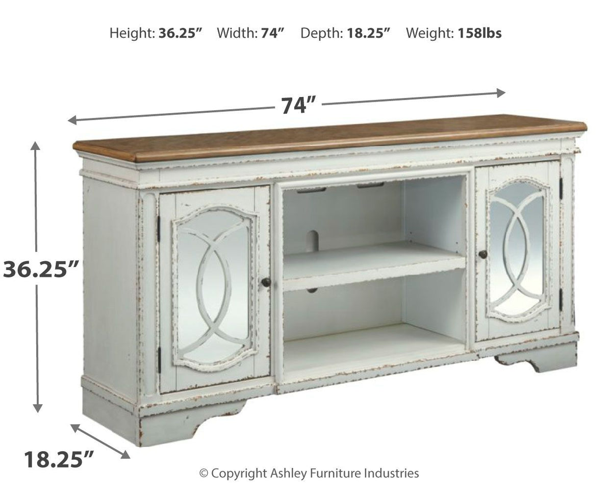Realyn - XL TV Stand w/Fireplace Option - Chipped White by Ashley – view 4
