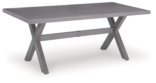 Half Moon Beach - Rectangular Dining Table With Umbrella Option - Gray by Ashley – Dining Tables
