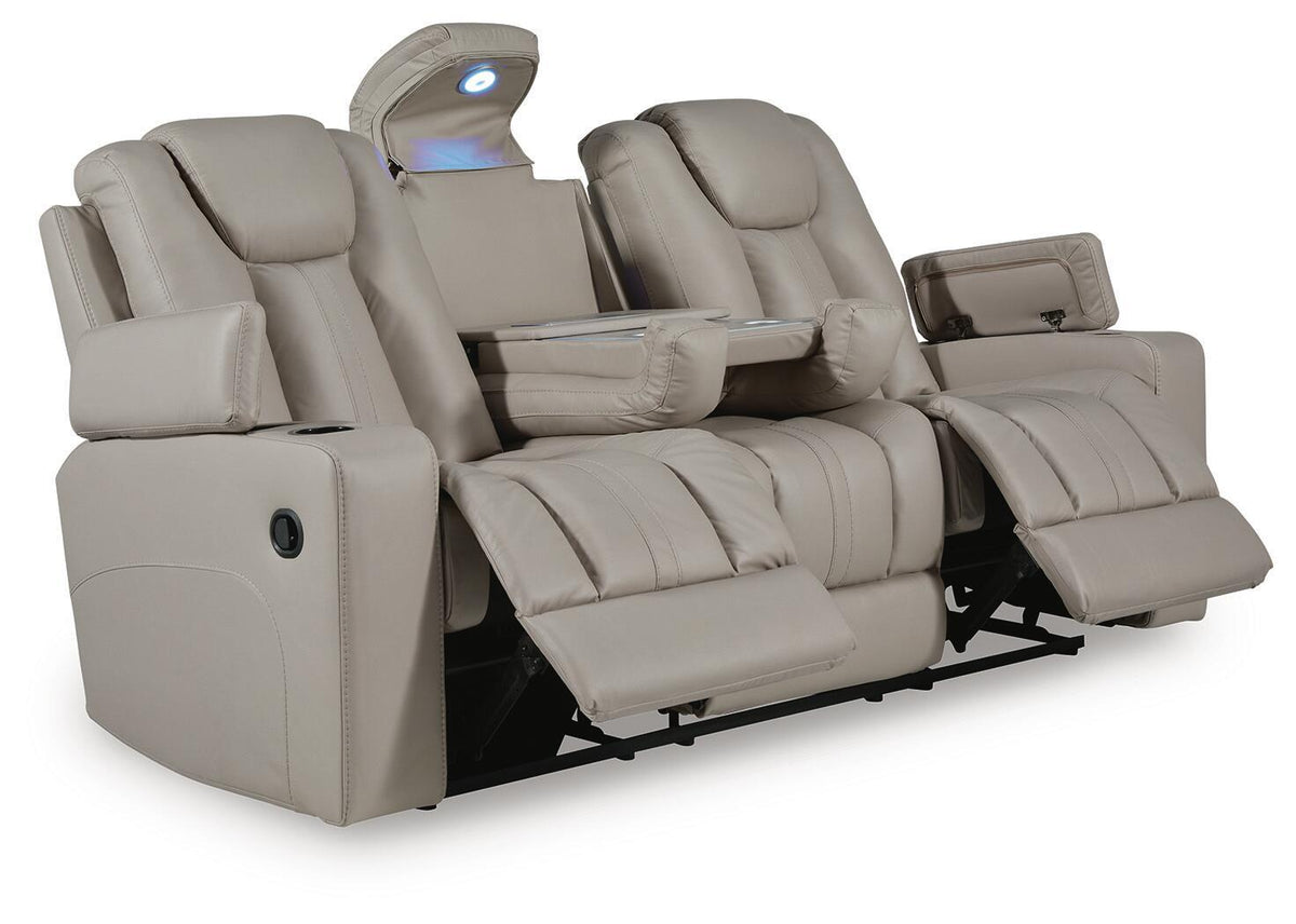 Elevate Edges - Reclining Sofa With Drop Down Table - Coin by Ashley – view 3