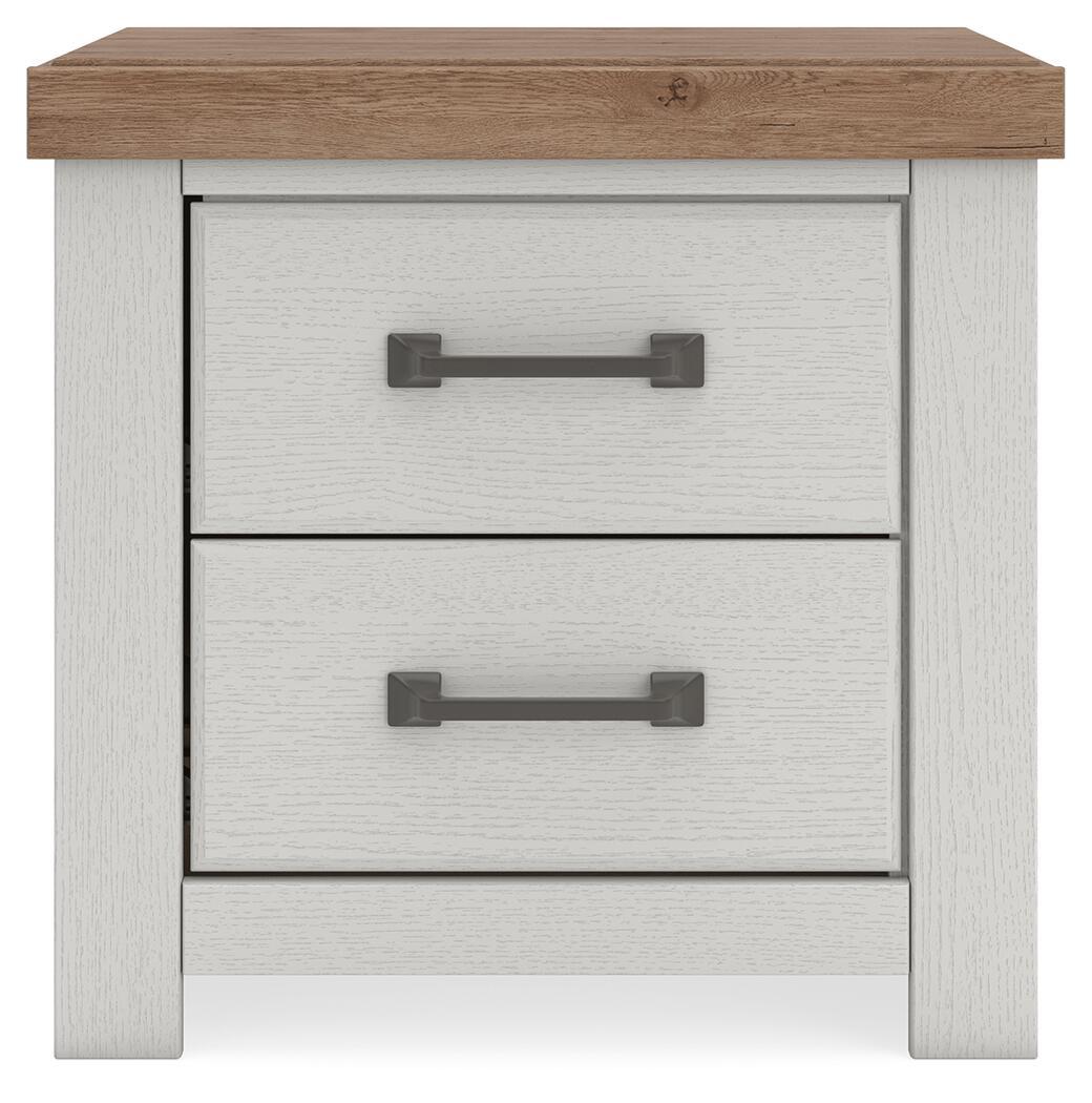 Savonport - Two Drawer Night Stand - White / Brown – view 3