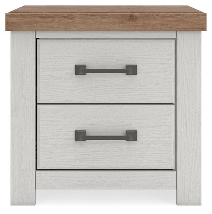 Savonport - Two Drawer Night Stand - White / Brown – view 3