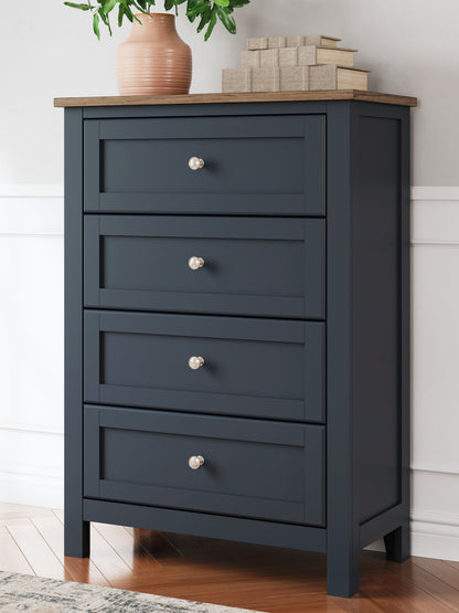 Landocken - Four Drawer Chest - Brown / Blue by Ashley – view 3
