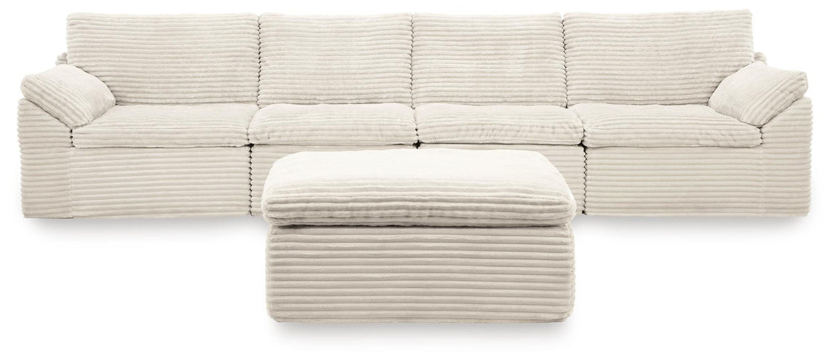 Fannin - 4-Piece Sectional With Ottoman - Ivory by Ashley – Stationary Sectionals