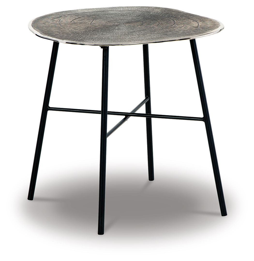 Laverford - Round End Table - Chrome / Black by Ashley – End Tables