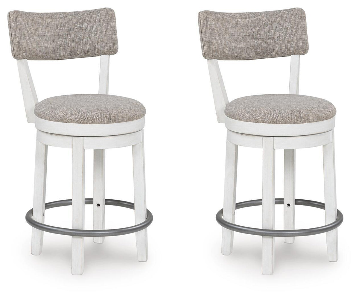 Robbinsdale - Upholstered Swivel Barstool (Set of 2) - Antique White by Ashley – Stool Sets